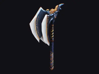 Axe Twohanded Large Weapon Cutting Fantasy Melee Hatchet  Low-poly 3D model