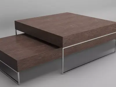 Wooden cafe table with steel legs Furniture table Free low-poly 3D model