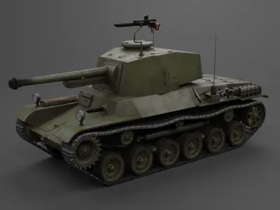 Type 3 Chi-Nu medium tank Low-poly 3D model