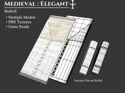Medieval Elegant Accessory Bedroll Low-poly 3D model