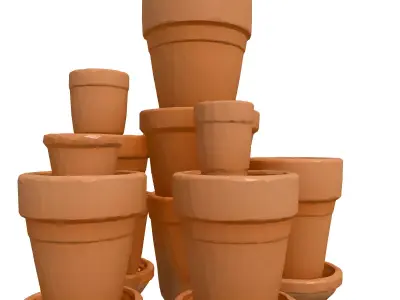 Terracotta Plant Pots Collection 3D Model Low-poly 3D model