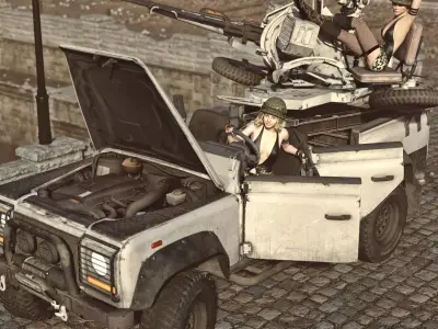 AA 2 Barrels Vehicle for DAZ3D 3D model