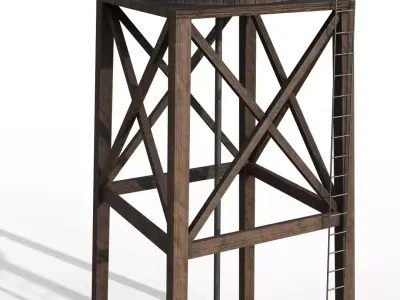 Old Water Tower Low-poly 3D model