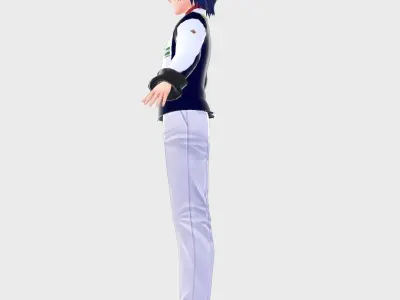 ANIME MILITARY CHARACTER 3D MODEL FOR VTUBER Low-poly 3D model