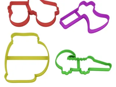 Set Dangerous fishing cookie cutter for professional Free 3D print model