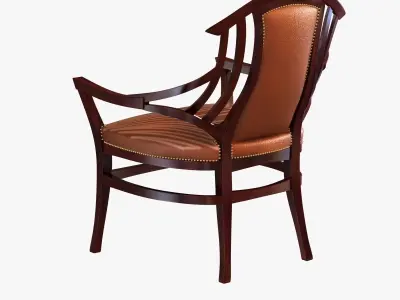 OAK UPHOLSTERED BODENHAUSEN ARMCHAIR DESIGNED BY HENRY VAN DE VE 3D model