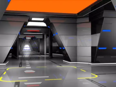 Sci Fi Corridor Spaceship 3D model get