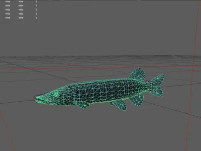 Pike fish Low-poly 3D model