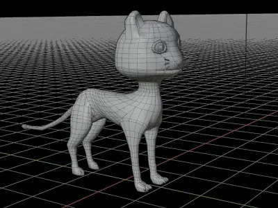 animated cartoon cat Low-poly 3D model