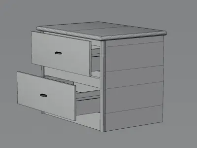 Red bedside table Free low-poly 3D model
