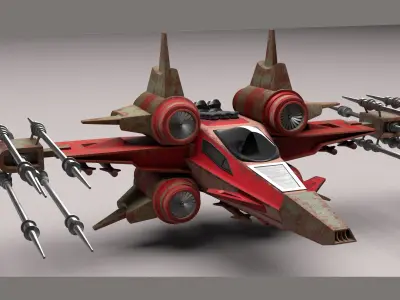 Si Fi Fighter jet Low-poly 3D model