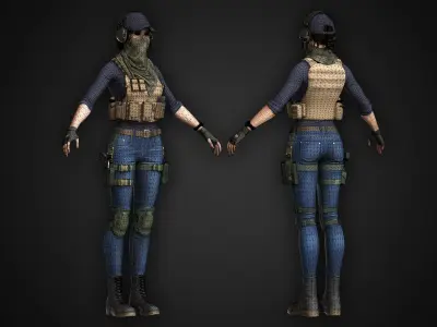 Girl Spec Ops Soldier Low-poly 3D model