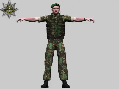 British Royal Anglian Woodland Rigged soldier 3D model