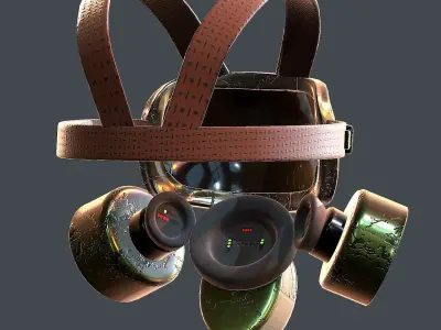 Gas mask helmet 3d model scifi Low-poly Low-poly 3D model