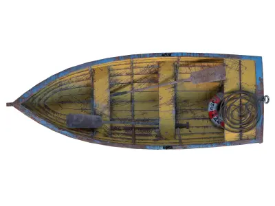 Old Boat low poly PBR texture Low-poly 3D model