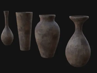 old Vases set 2 Low-poly 3D model