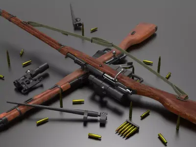 m1891 Sniper Rifles Fps - Tps Low-poly 3D model