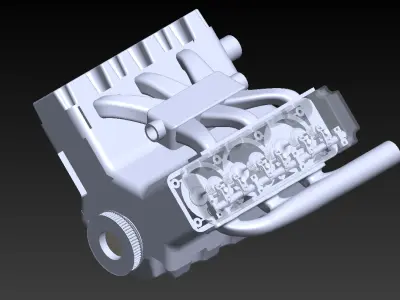 Dimension Accurate V6 Engine 3D Model with Individual Parts 3D model