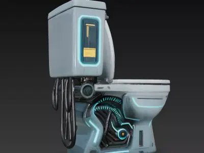 Sci-fi toilet Low-poly 3D model