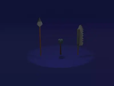 Spear Hammer Sword Free low-poly 3D model
