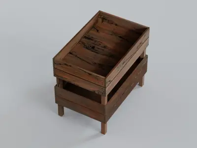 Wooden Fruit Basket - Game Ready Free 3D model