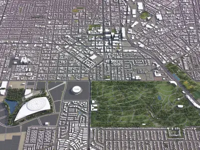 Inglewood - 3D City Low-poly 3D model
