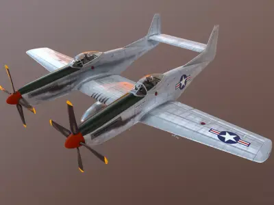 F-82  P-82 Fighter America US army  Twin Mustang Two-seater  3D model
