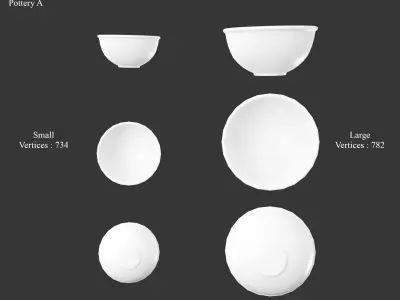 Medieval Containers Clay Pottery Low-poly 3D model