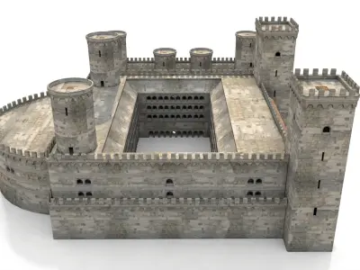 Castle medieval Low-poly 3D model