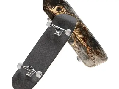 Skateboard with skeleton design 3D model