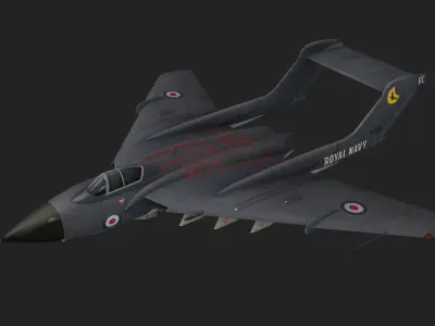 Sea Vixen FAW 1 Fighter Hand painted game model Low-poly 3D model