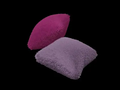 Two Square Faux Fur Pillow 3 3D Models Free 3D print model