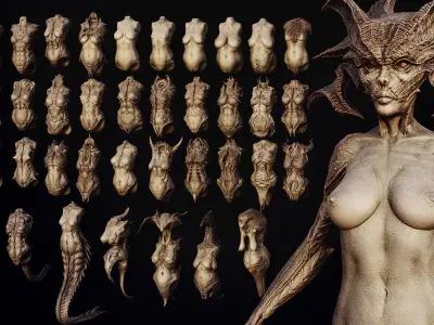 Demoness Part 2 Torsos x40 3D model