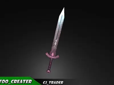 Fantasy Sword Low-Poly 3D Model Low-poly 3D model
