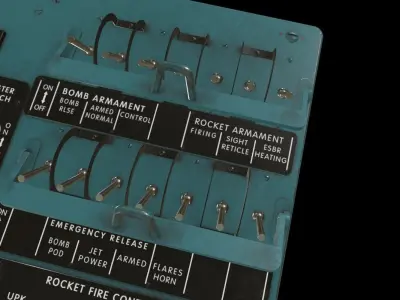 Mi-8MT Mi-17MT Left Circuit Breaker Console English Low-poly 3D model