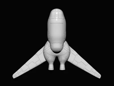 Spaceship with two wings 3D model