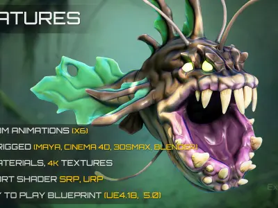 Fantasy Fish 09 - Angler Fish - Aqua Life  - 51 Low-poly 3D model