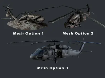 Sikorsky UH60 Black Hawk Military Helicopter Game Ready Pack 08 Low-poly 3D model