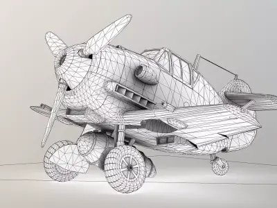 German Messerschmitt Bf-109 Toon Low-poly 3D model