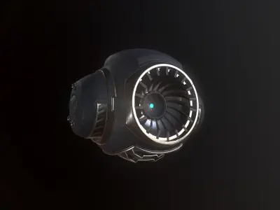 Robot futuristic jet engine Low-poly 3D model