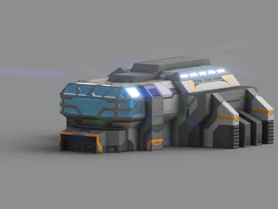 Sci-Fi Military Building - Headquarter HQ Low-poly 3D model