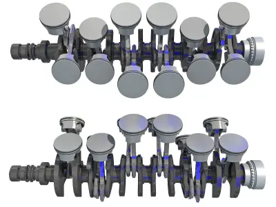 How V12 Engine Works Animation 3D model