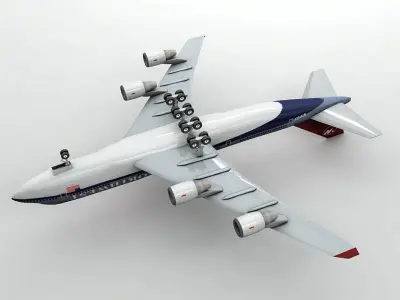  Boeing 747-400 Airliner - Northwest Airlines Low-poly 3D model