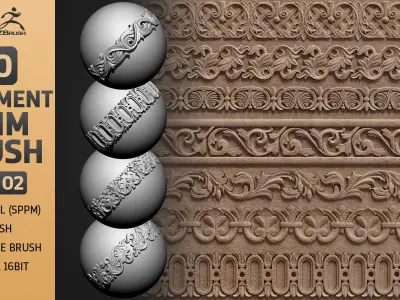 30 Ornament Trim Brush Ornament Library VOL 02 Low-poly 3D model