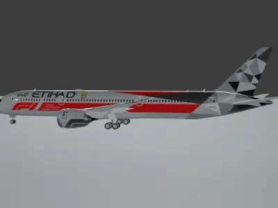 Etihad Airways Boeing 787-9 Formula 1 livery  Low-poly 3D model