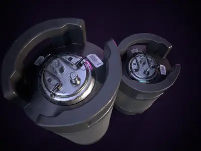 Steel Beer Keg Set - PBR Game Ready - Low-poly 3D model