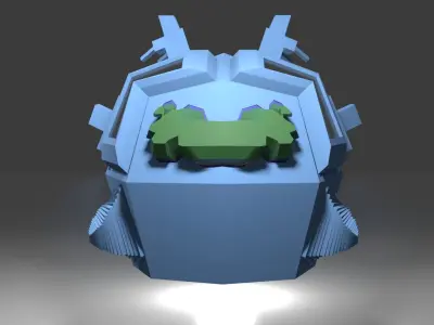Outer-Space Sci-Fi Bug Helmet Low-poly 3D model