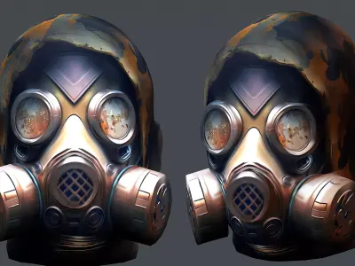 Gas mask helmet 3d model military combat Low-poly Low-poly 3D model