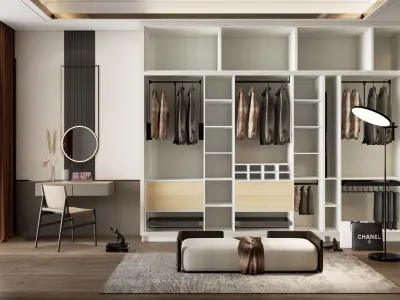 Dressing room  Wardrobe closet full Scene 3D model
