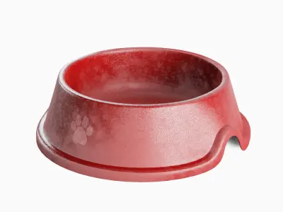 Used Metal Dog Bowl 02 3D model